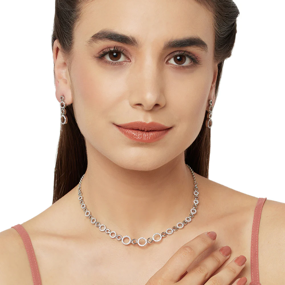 Classic Silver Plated Brass Necklace Set - Image 2