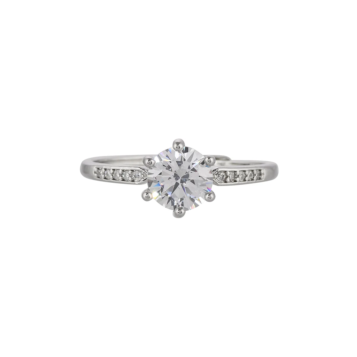 Classic Silver Plated Round Cut Zircon Adorned Ring - Image 3