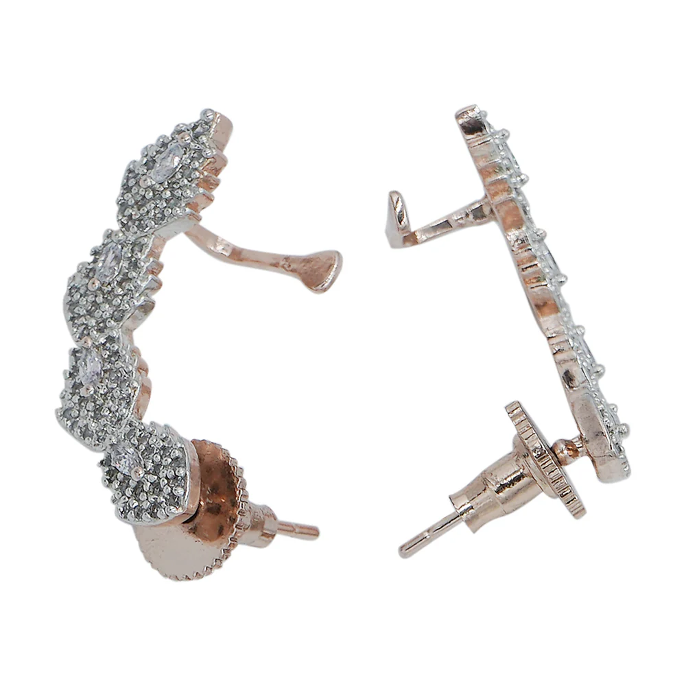 Classy CZ Rose Gold Earrings - Image 4