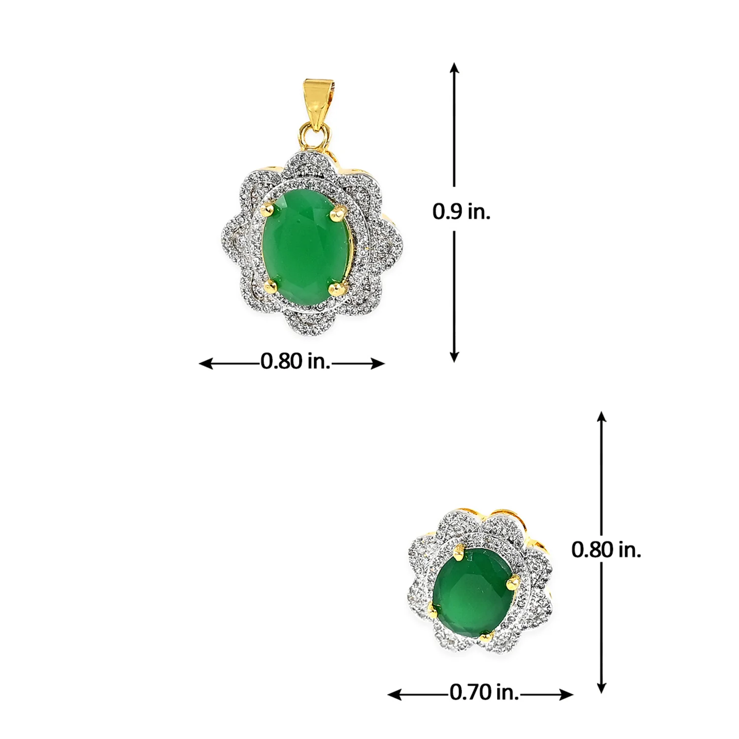Classy Green American Diamond Pendant Set - Image 6