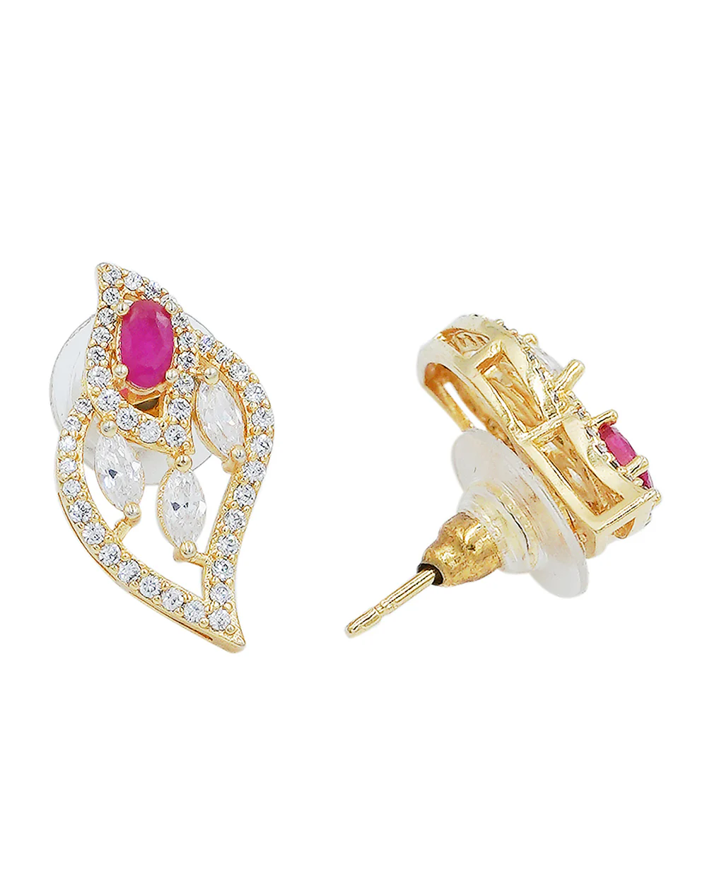 Classy Pink American Diamond Pendant Set - Image 3
