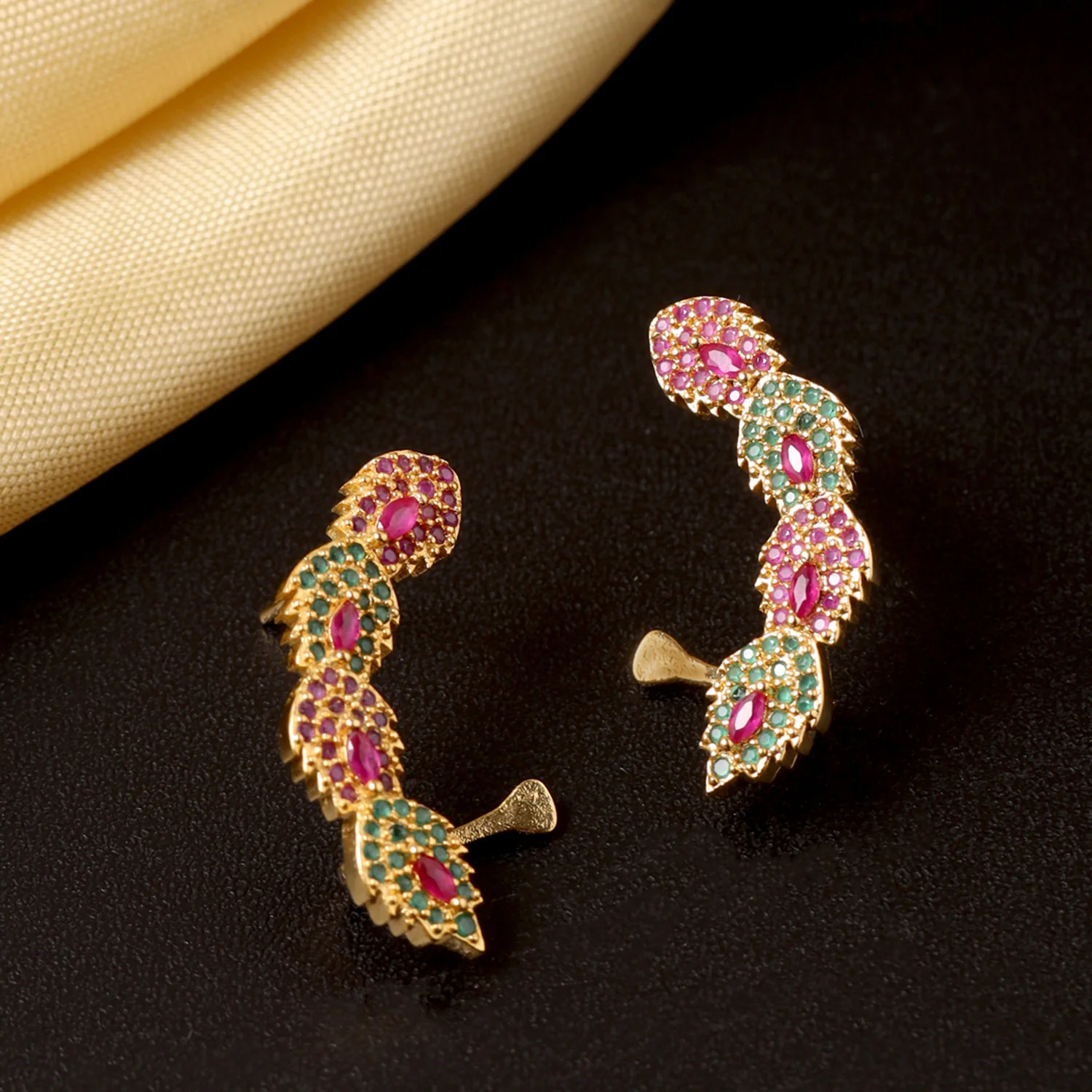 Classy Pink And Green CZ Earrings