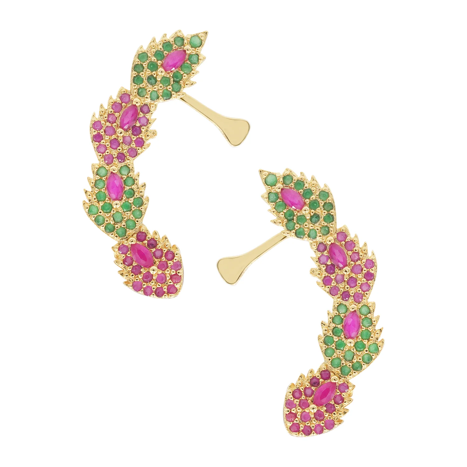 Classy Pink And Green CZ Earrings - Image 3