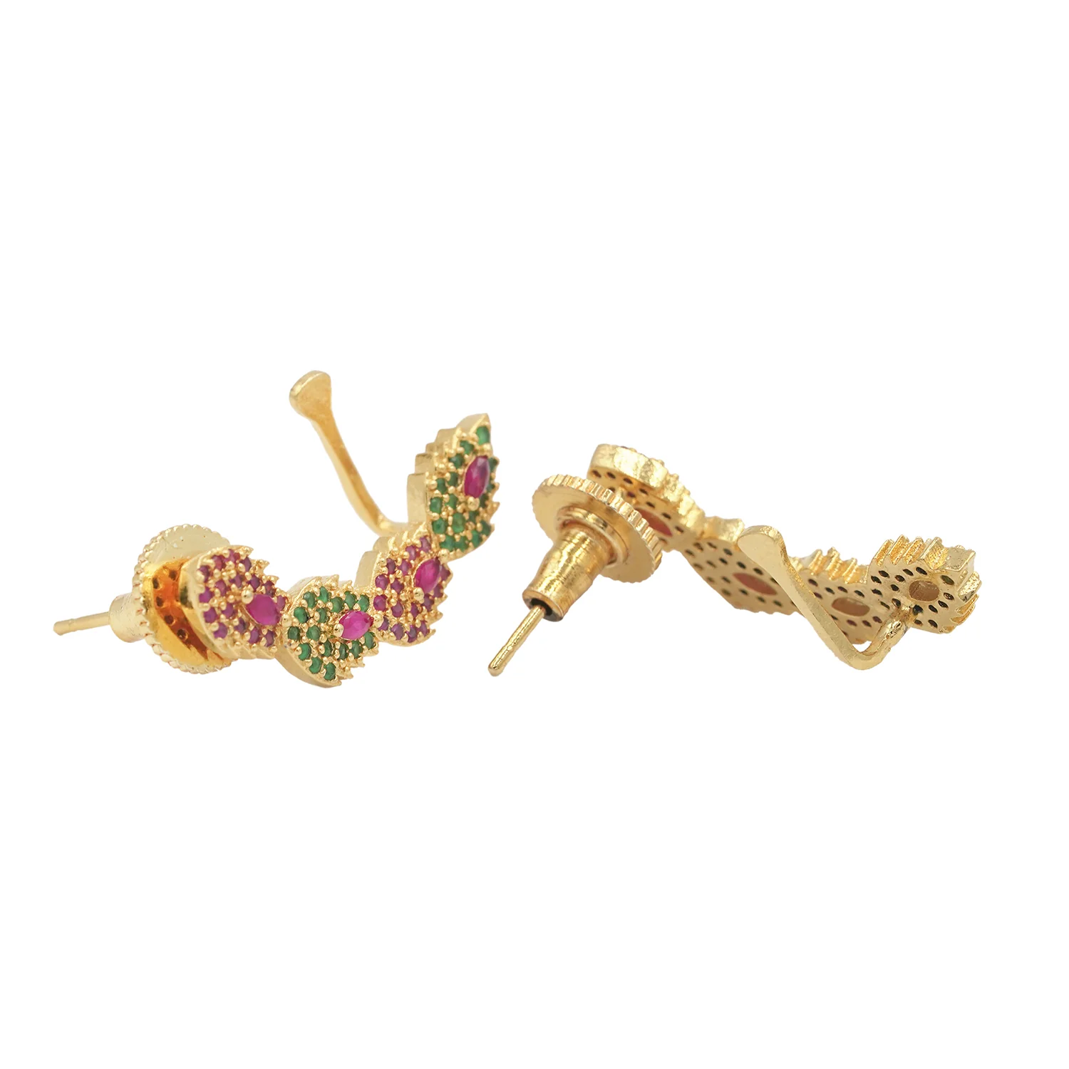 Classy Pink And Green CZ Earrings - Image 4