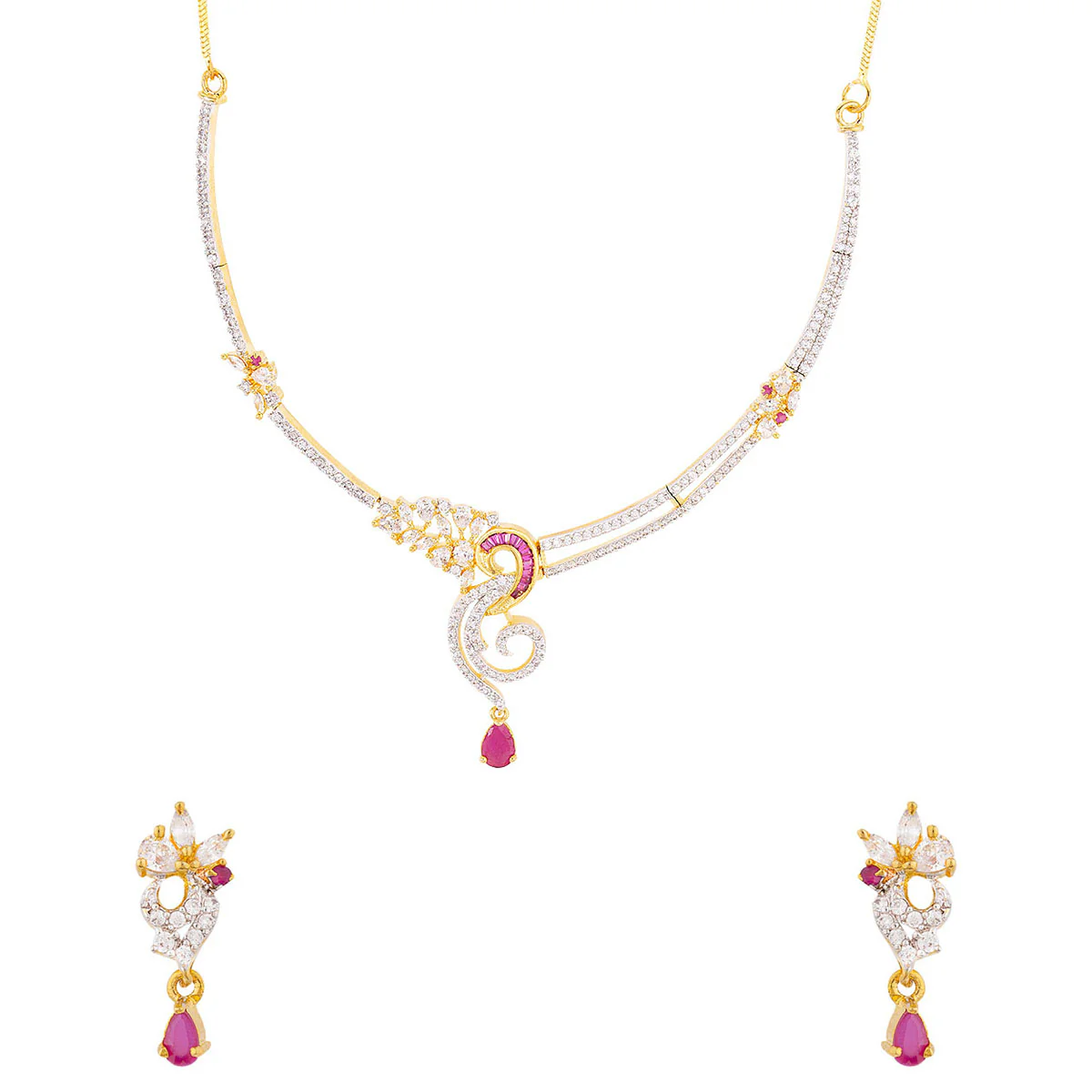 Cluster Cocktail Pendant Drop Necklace Set - Image 3