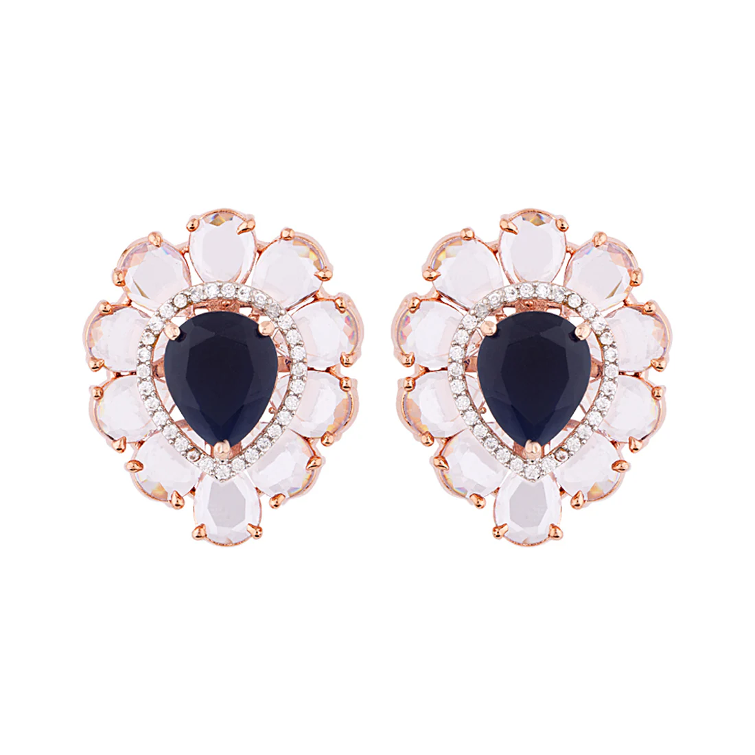 Cocktail Studs Flower Motif Earrings - Image 3