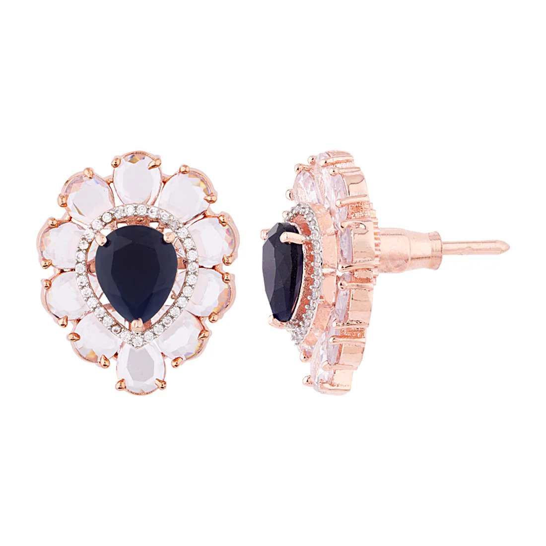 Cocktail Studs Flower Motif Earrings - Image 4