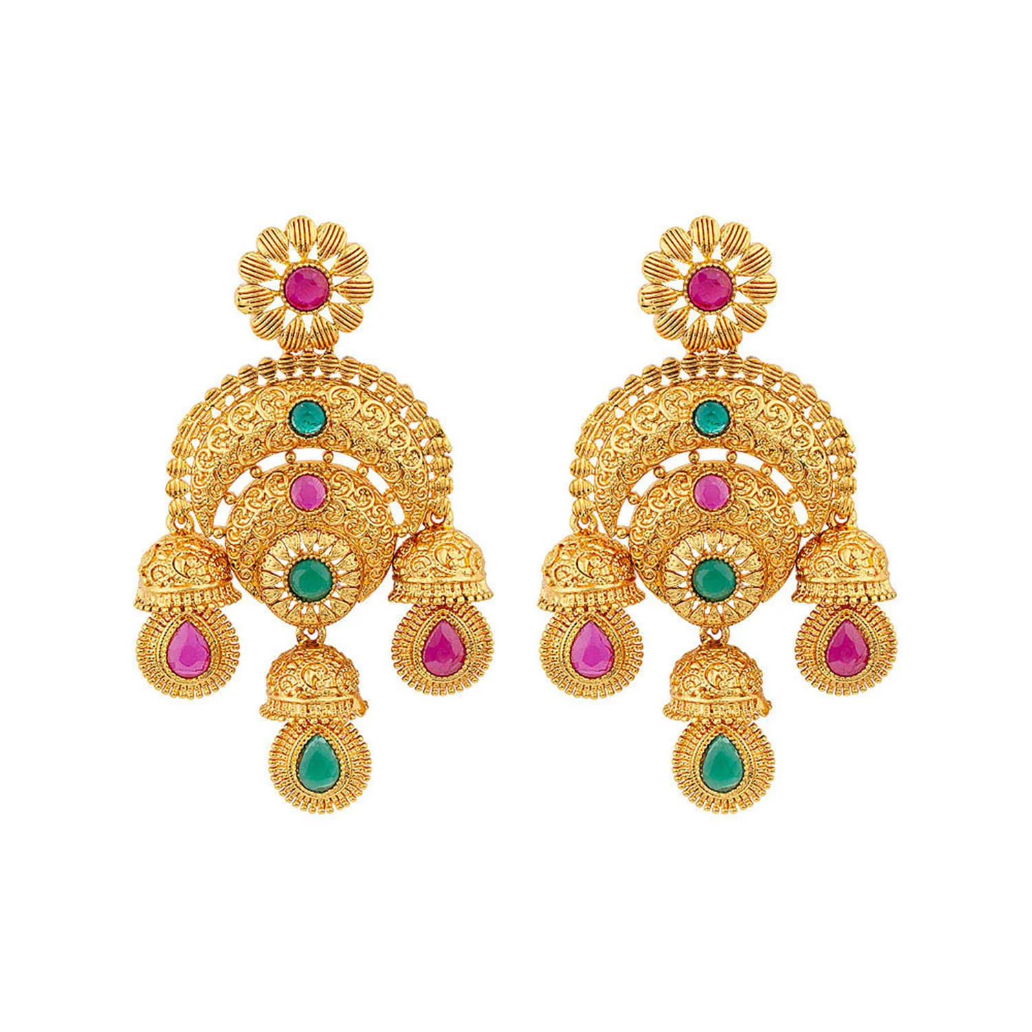 Coloured CZ Gems Adorned Earrings - Image 3