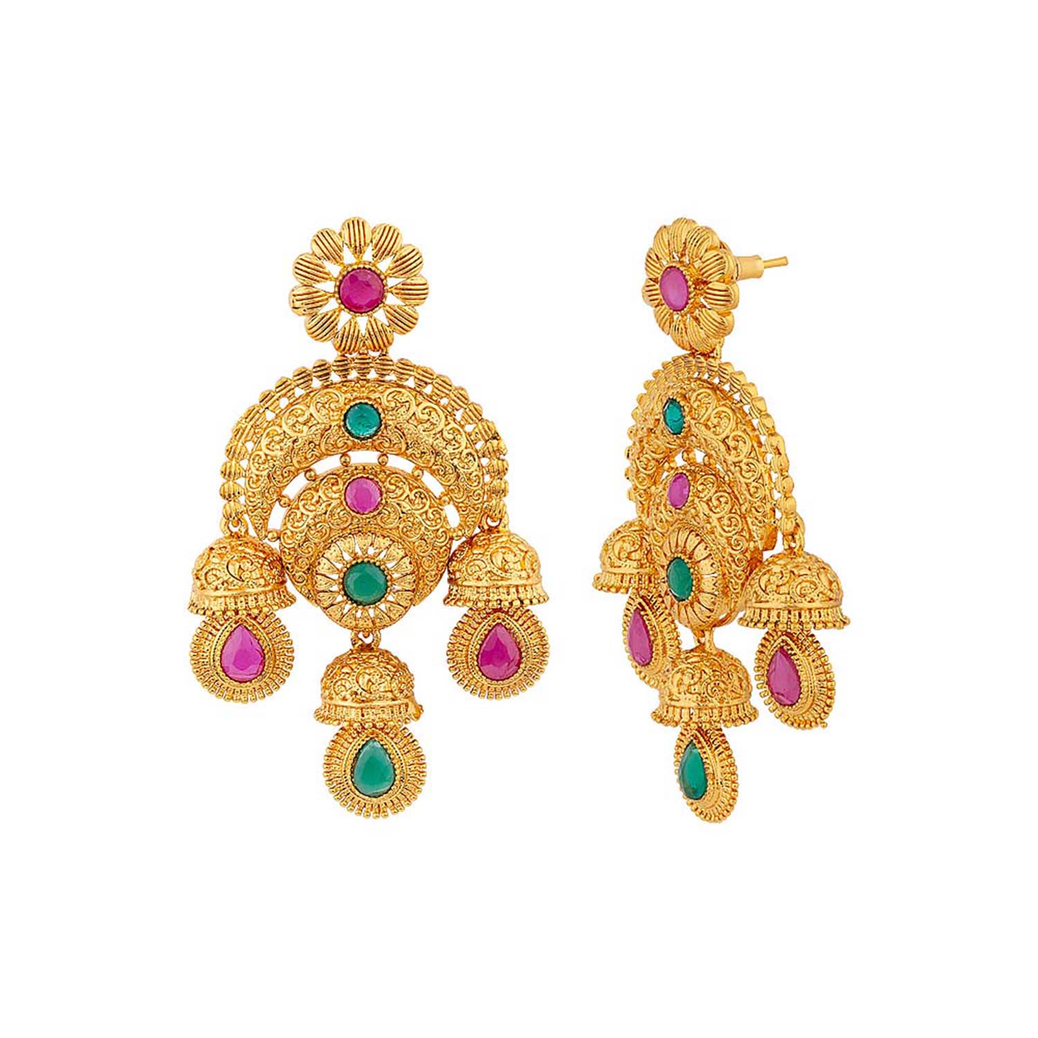 Coloured CZ Gems Adorned Earrings - Image 4