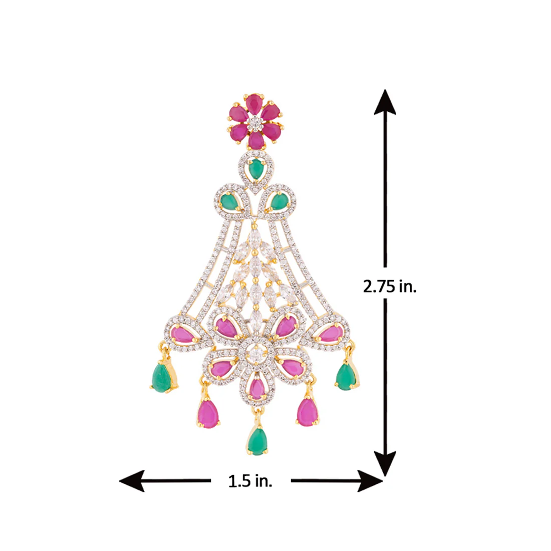 Coloured CZ Gems Embellished Earrings - Image 5