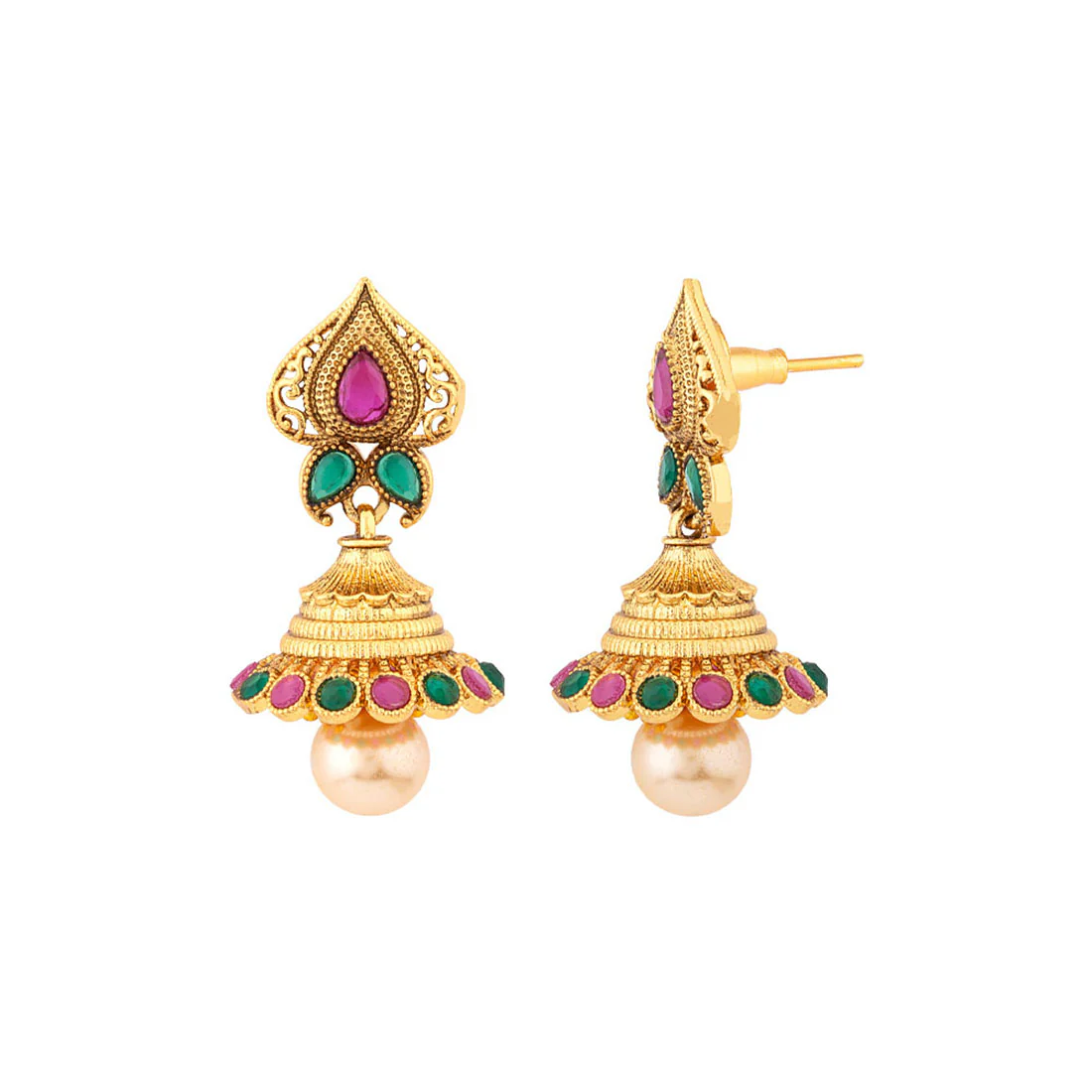 Coloured Gems Adorned Earrings - Image 4