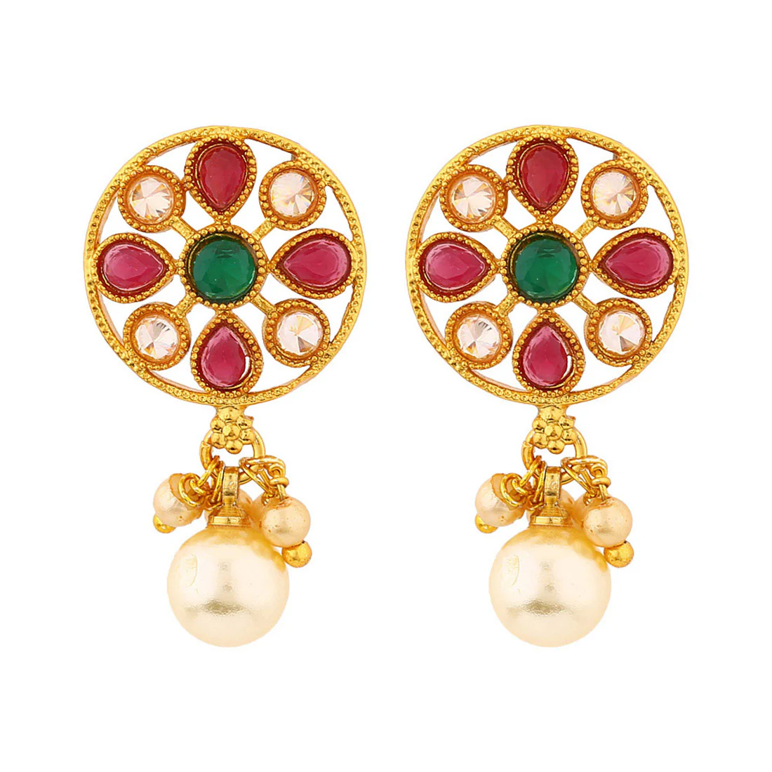 Coloured Gems Embellished Earrings - Image 3
