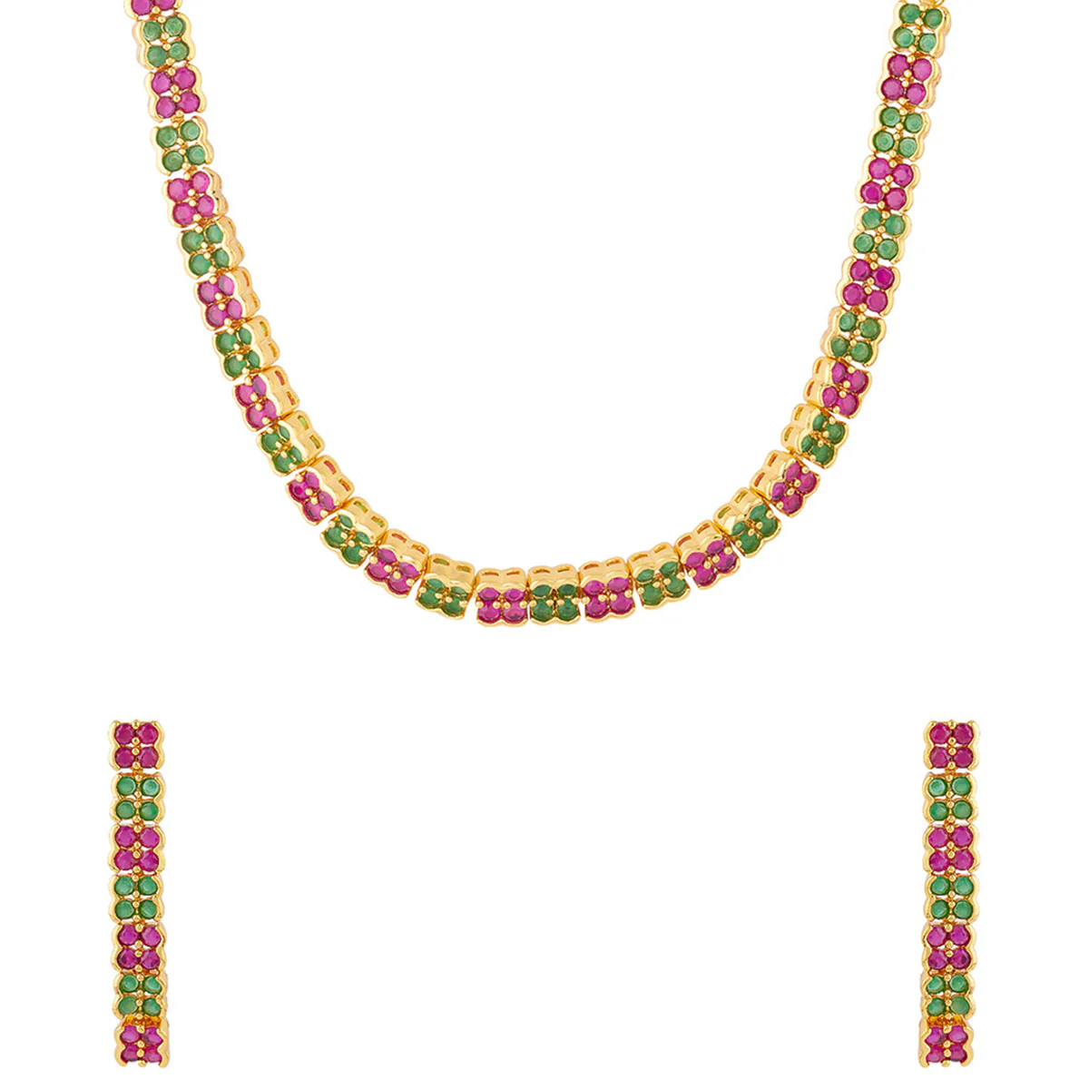 Coloured Gems Embellished Necklace Set - Image 3