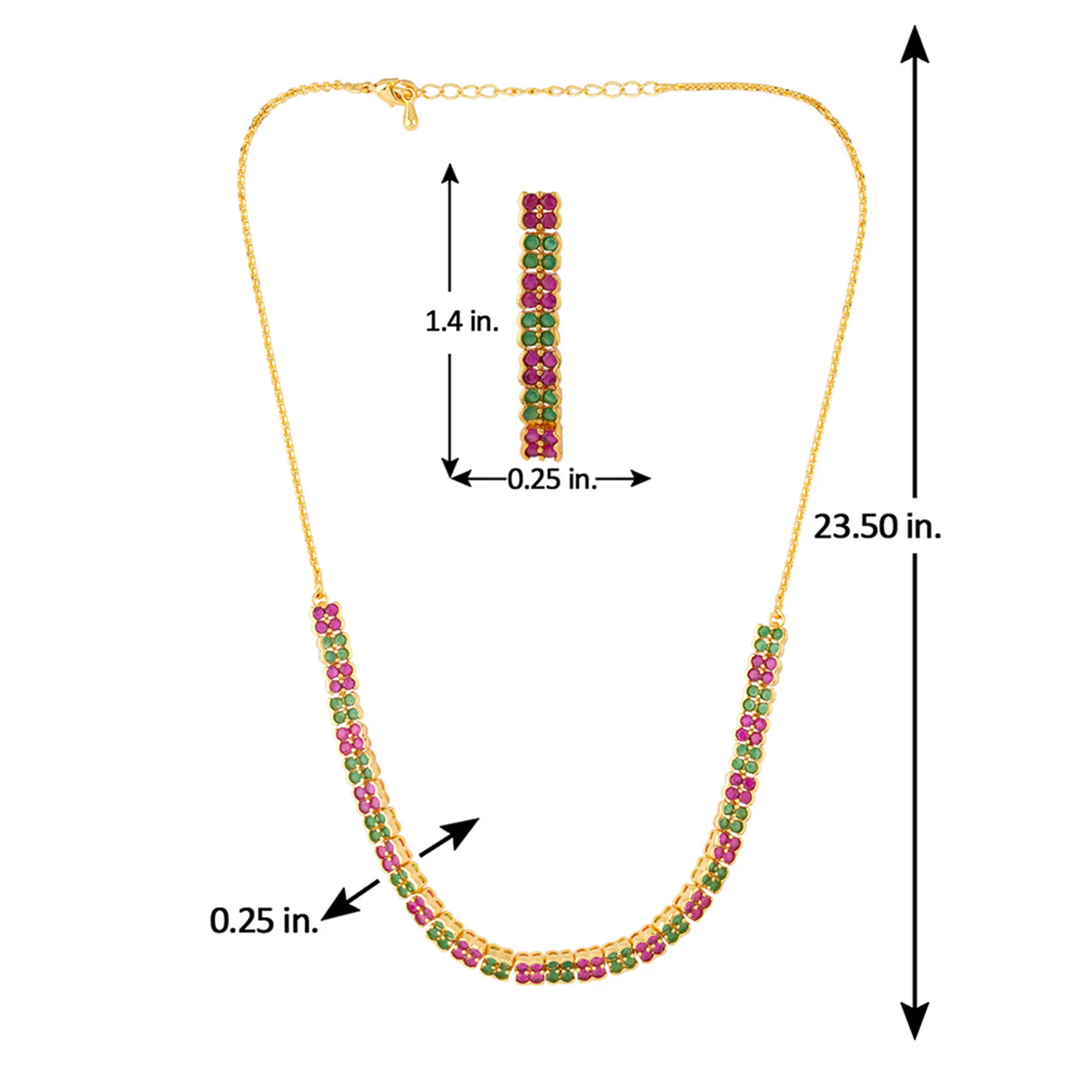Coloured Gems Embellished Necklace Set - Image 7