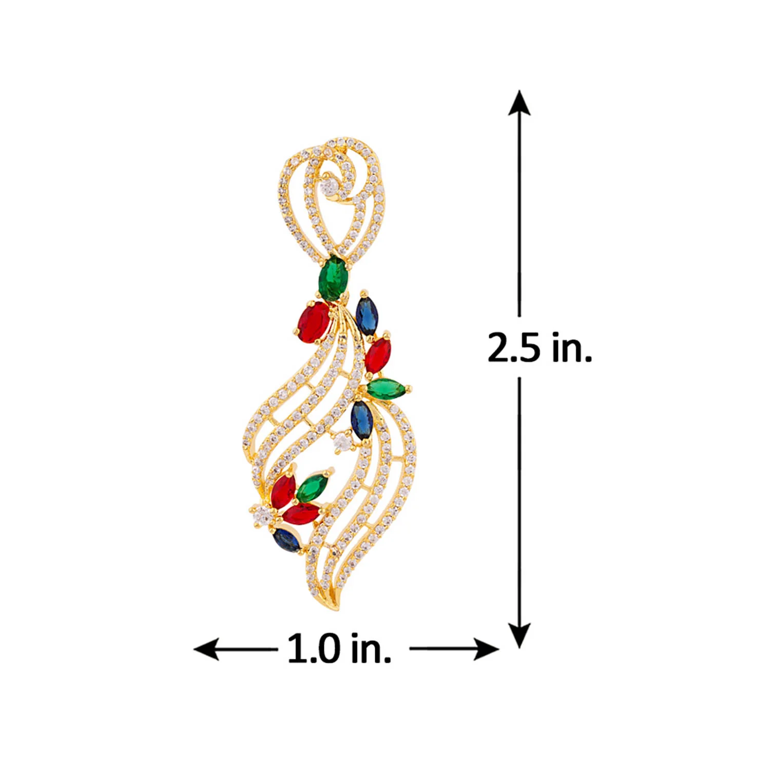 Coloured Zircon Gems Drop Earrings - Image 5