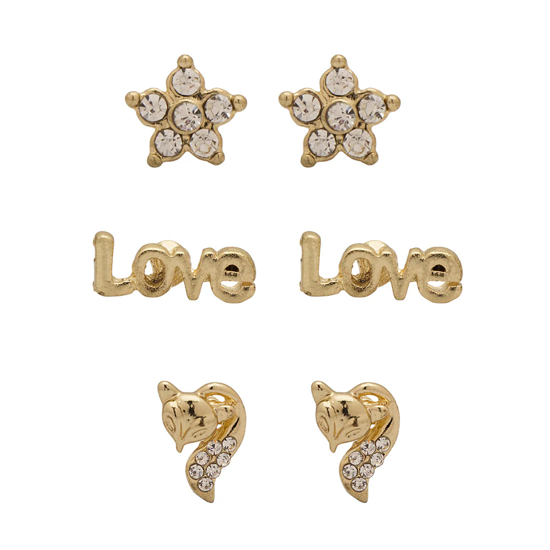 Combo Of 3-Golden Sparkling Stud Earrings With CZ - Image 2