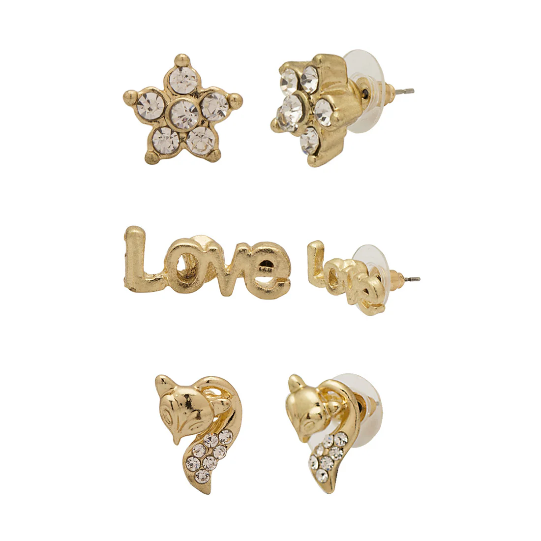 Combo Of 3-Golden Sparkling Stud Earrings With CZ - Image 3