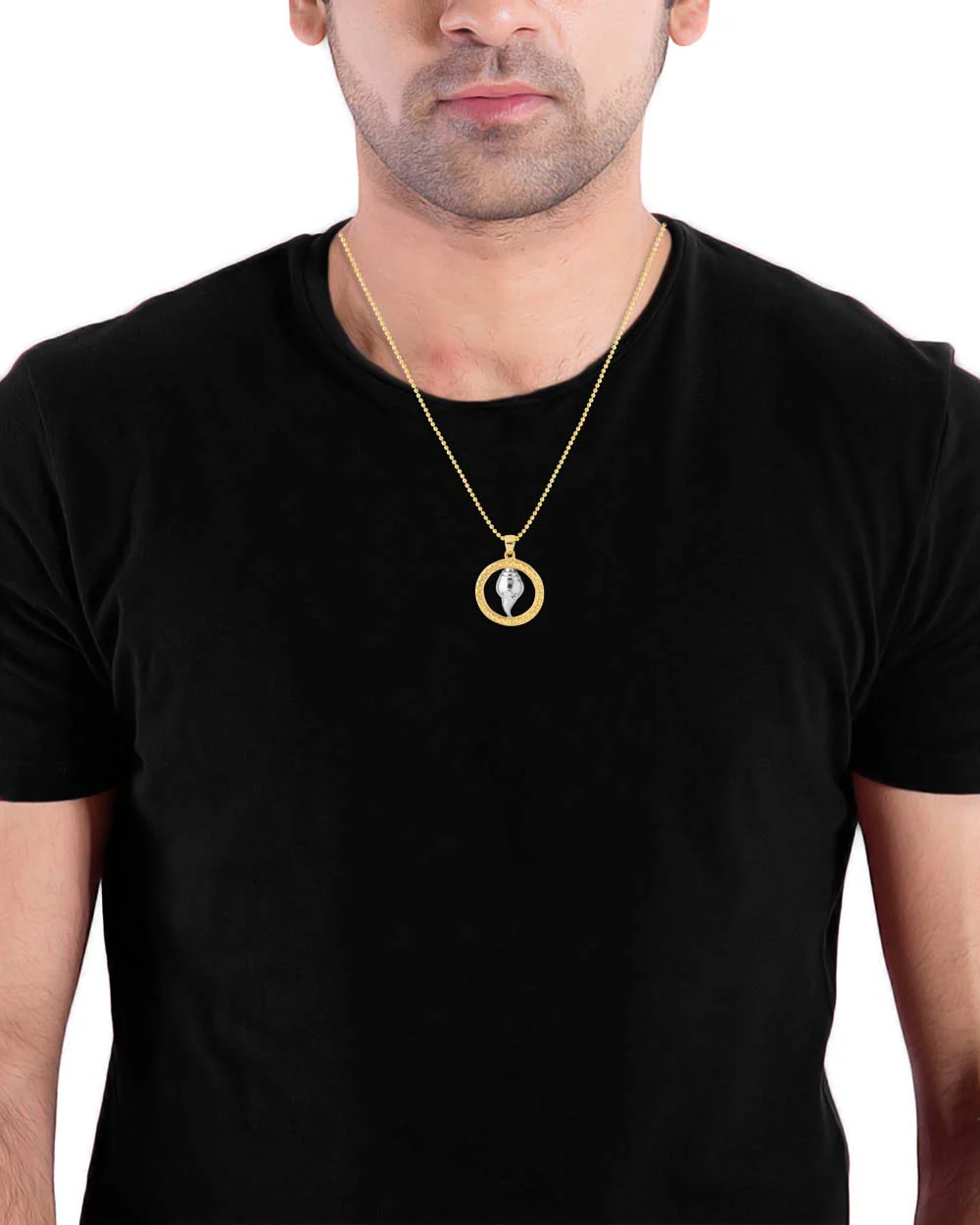 Conch In Circle Designer Pendant With Chain For Men - Image 4
