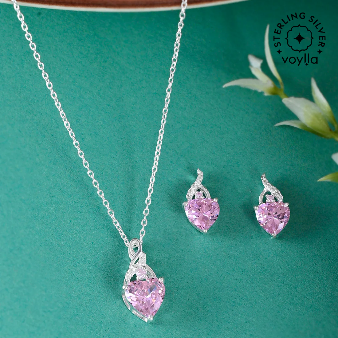 Contemporary Style 925 Sterling Silver Pendant Set