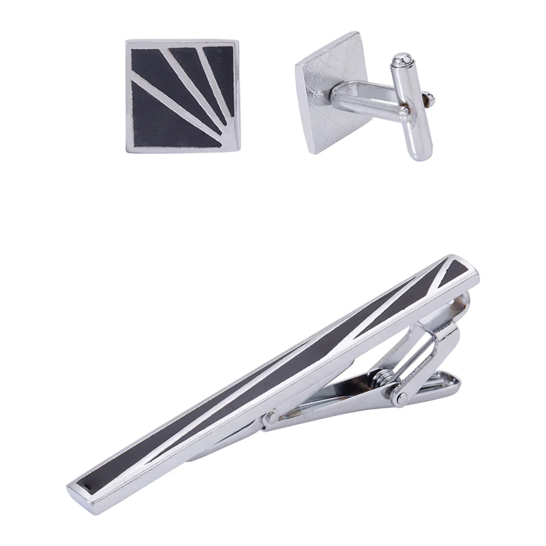 Corporate War Stainless Steel Cufflink Tiepin Set - Image 3