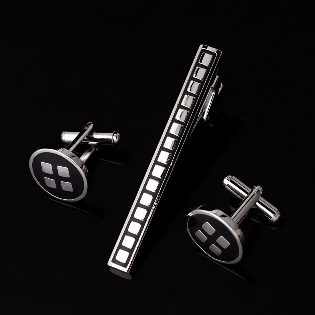 Corporate War Two Tone Plated Cufflink Tiepin Set