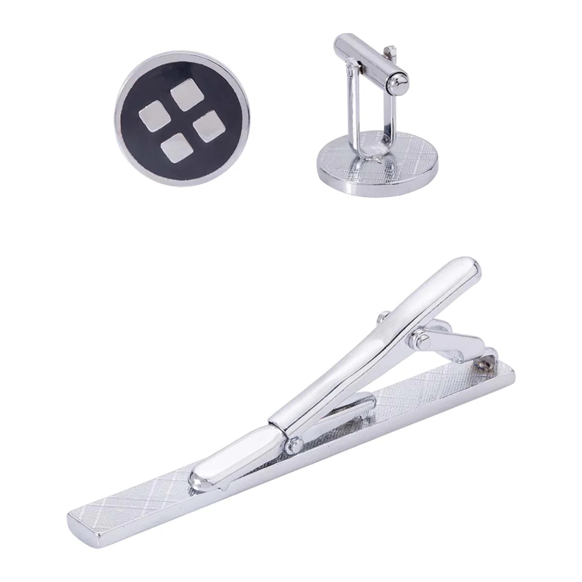 Corporate War Two Tone Plated Cufflink Tiepin Set - Image 5