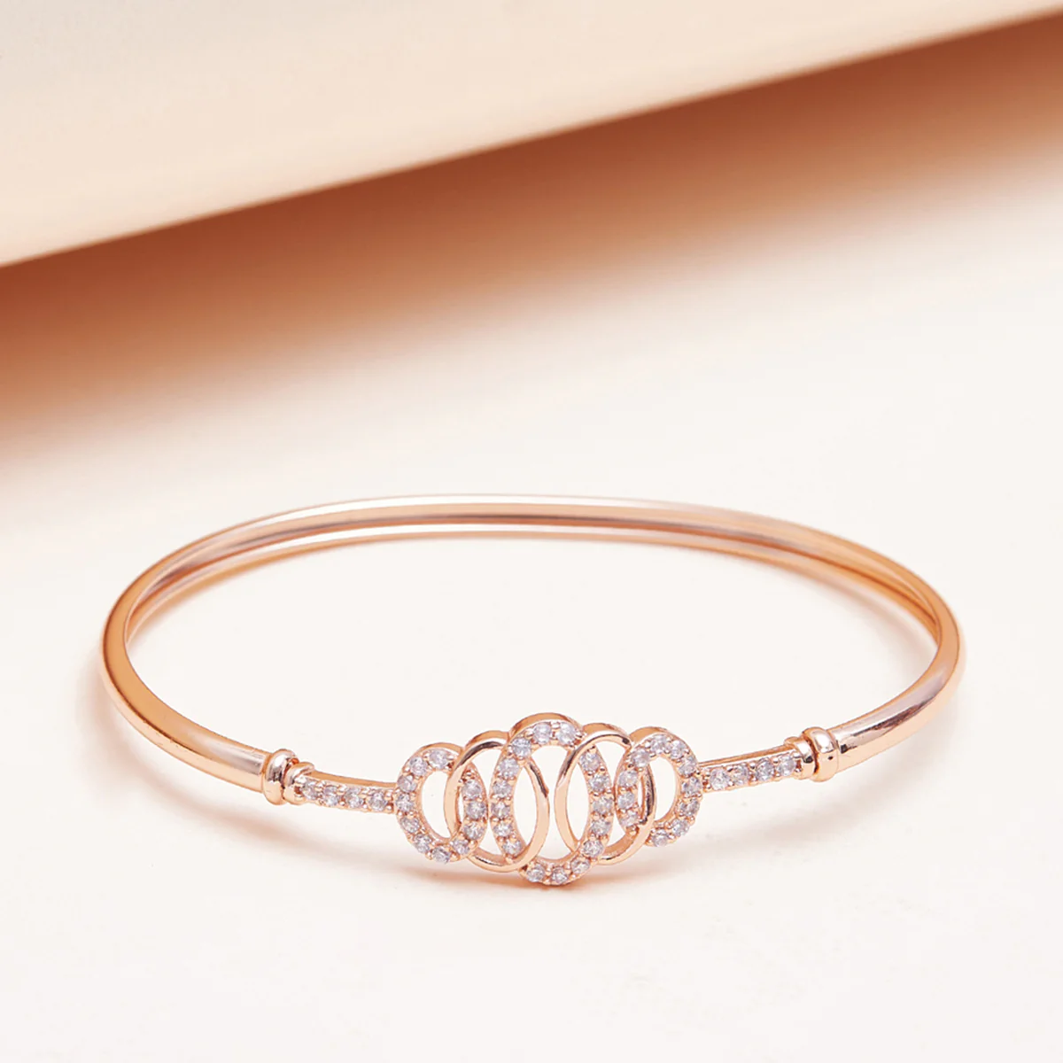 Crown Design Rose Gold Bracelet with Gemstones