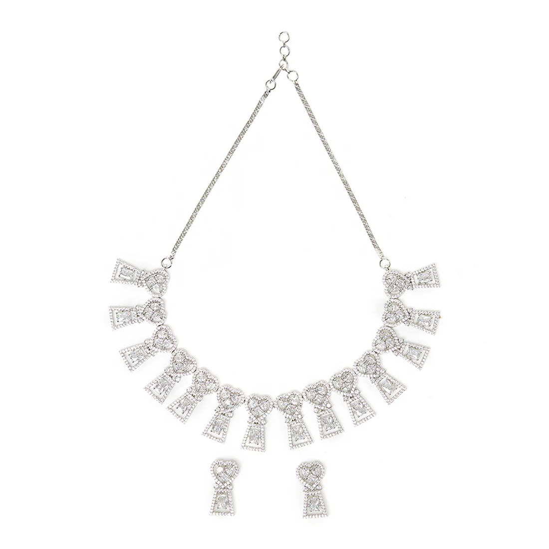 Cubic Zirconia Gems Embellished Sparkling Elegance Necklace Set - Image 3