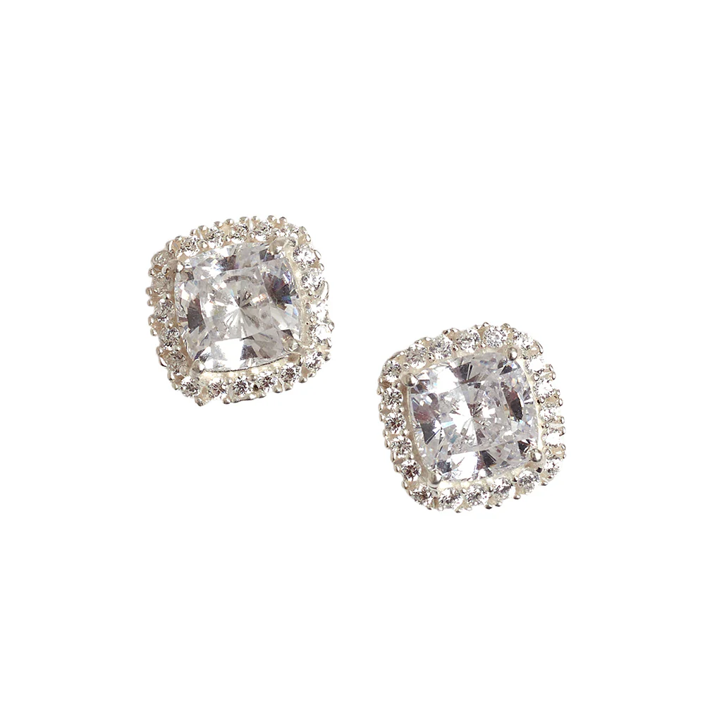 Cubic Zirconia Silver Pave Short Pendant 925 Steling Silver Set - Image 5