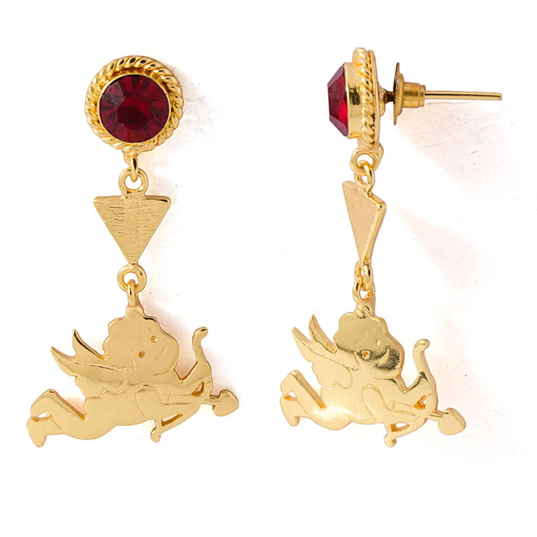 Cupid Dangling Earrings Made With Red Swarovski Zirconia - Image 2