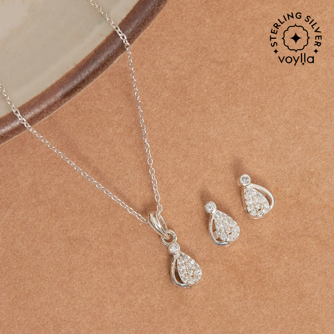Curve Interlink 925 Sterling Silver Pendant Set