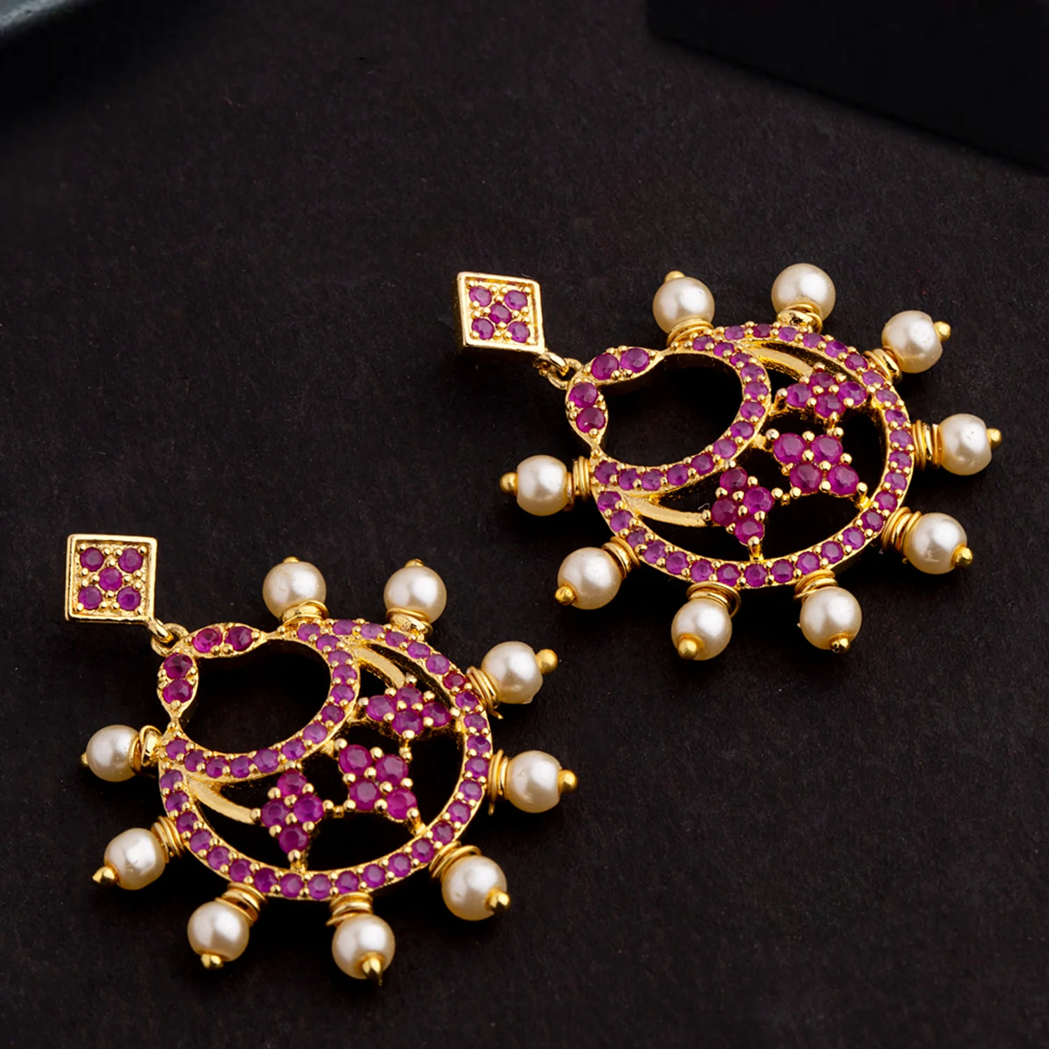 Cutwork Design Chandbali Earrings