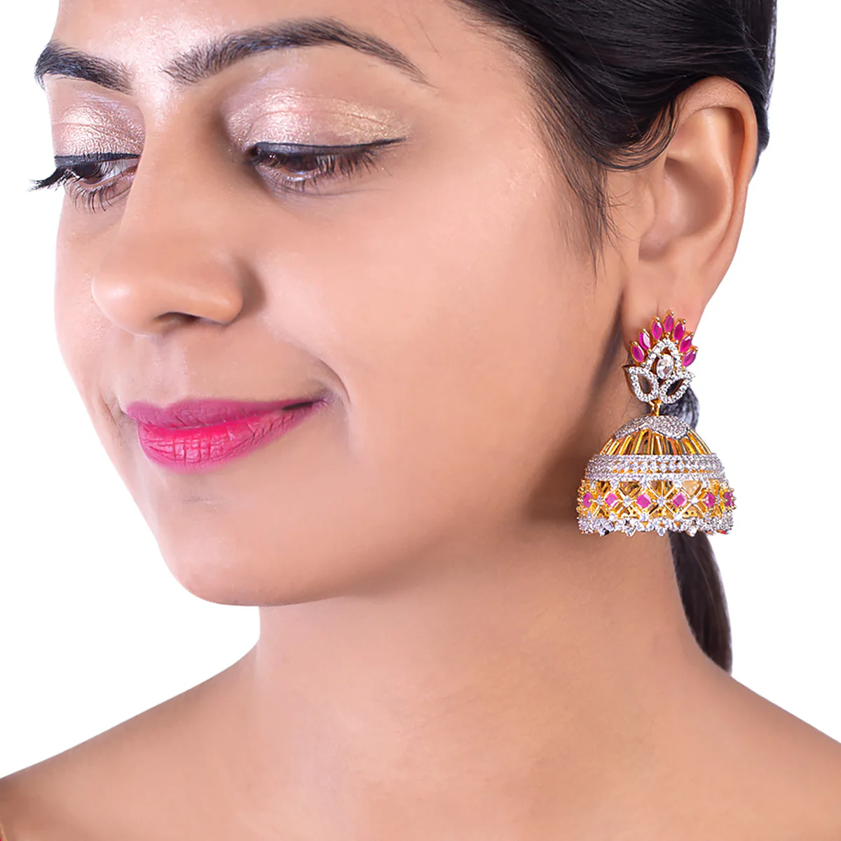 Cutwork Design Jhumka Earrings - Image 2