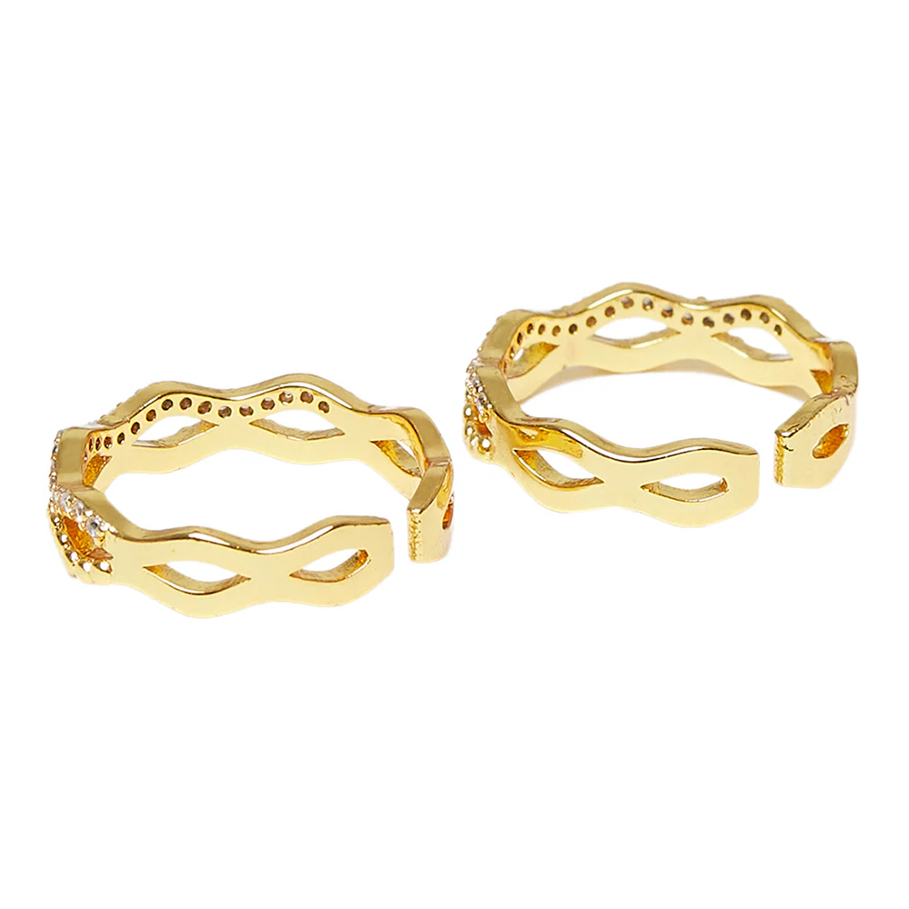 CZ Adjustable Brass Toe Rings - Image 4