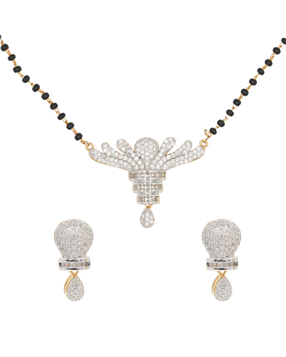 CZ Black Beaded Mangalsutra Set - Image 3