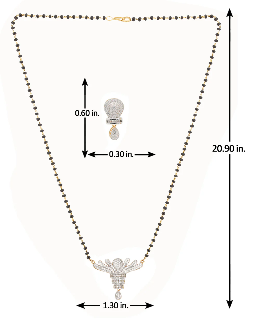 CZ Black Beaded Mangalsutra Set - Image 7