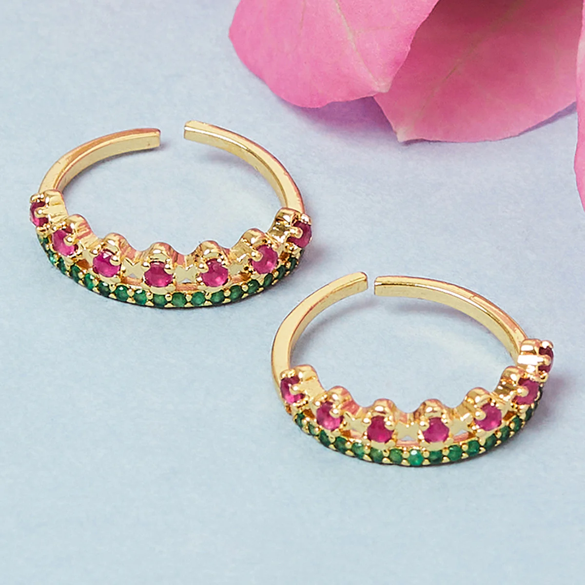 CZ Coloured Gems Embellished Toe Rings