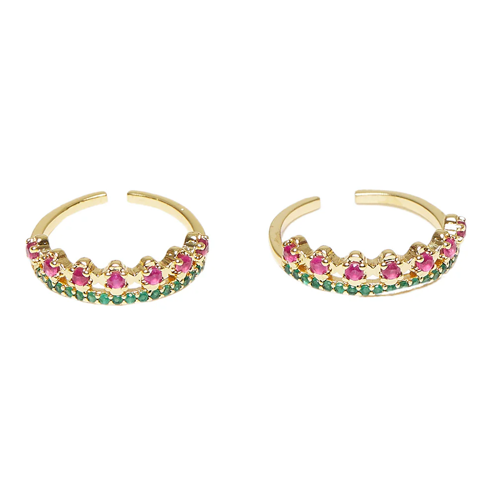 CZ Coloured Gems Embellished Toe Rings - Image 3