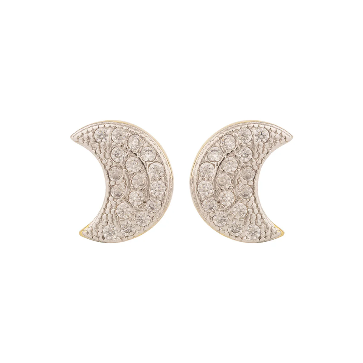 CZ Crescent Motif Stud Earrings - Image 3