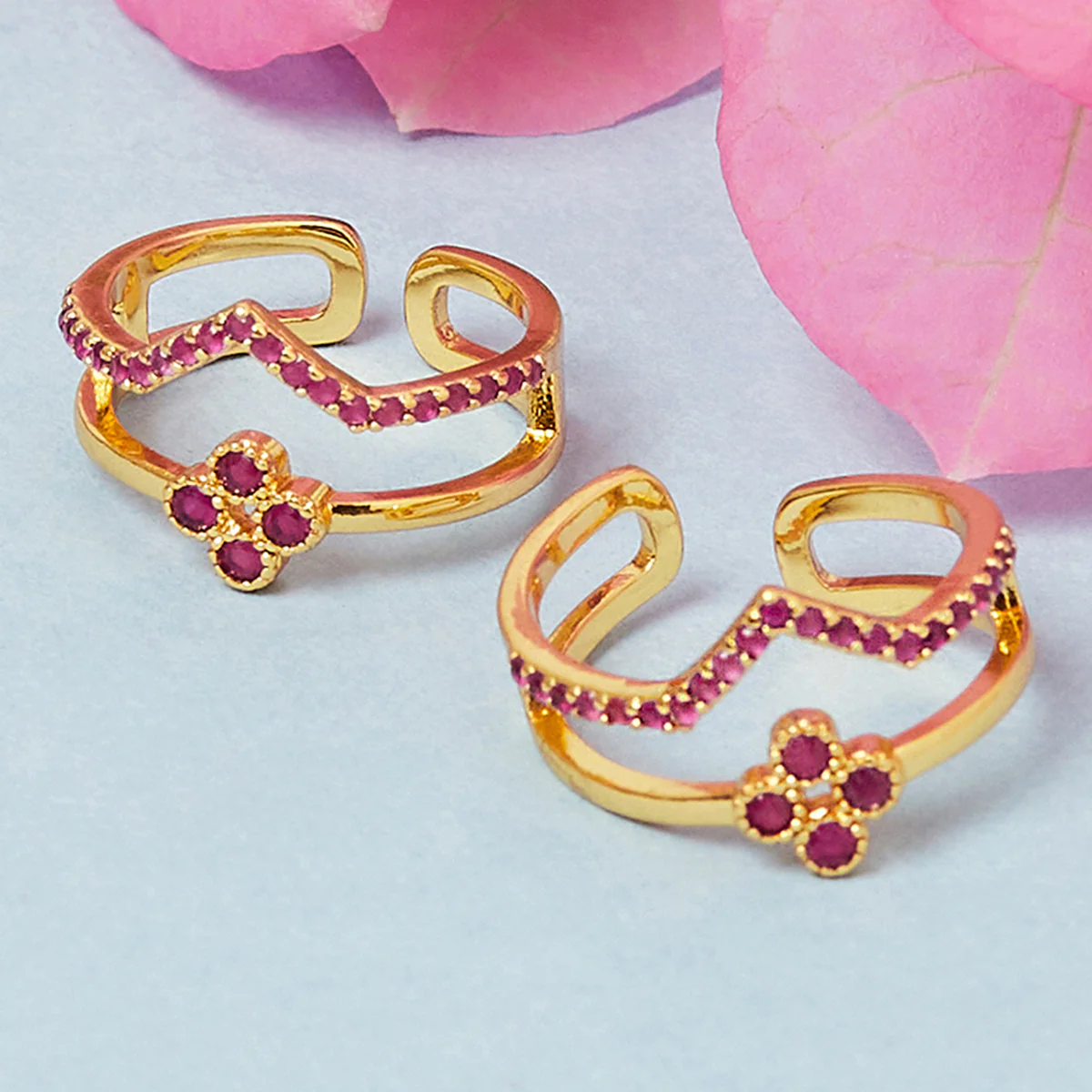 CZ Crown Shaped Gold Toe Rings