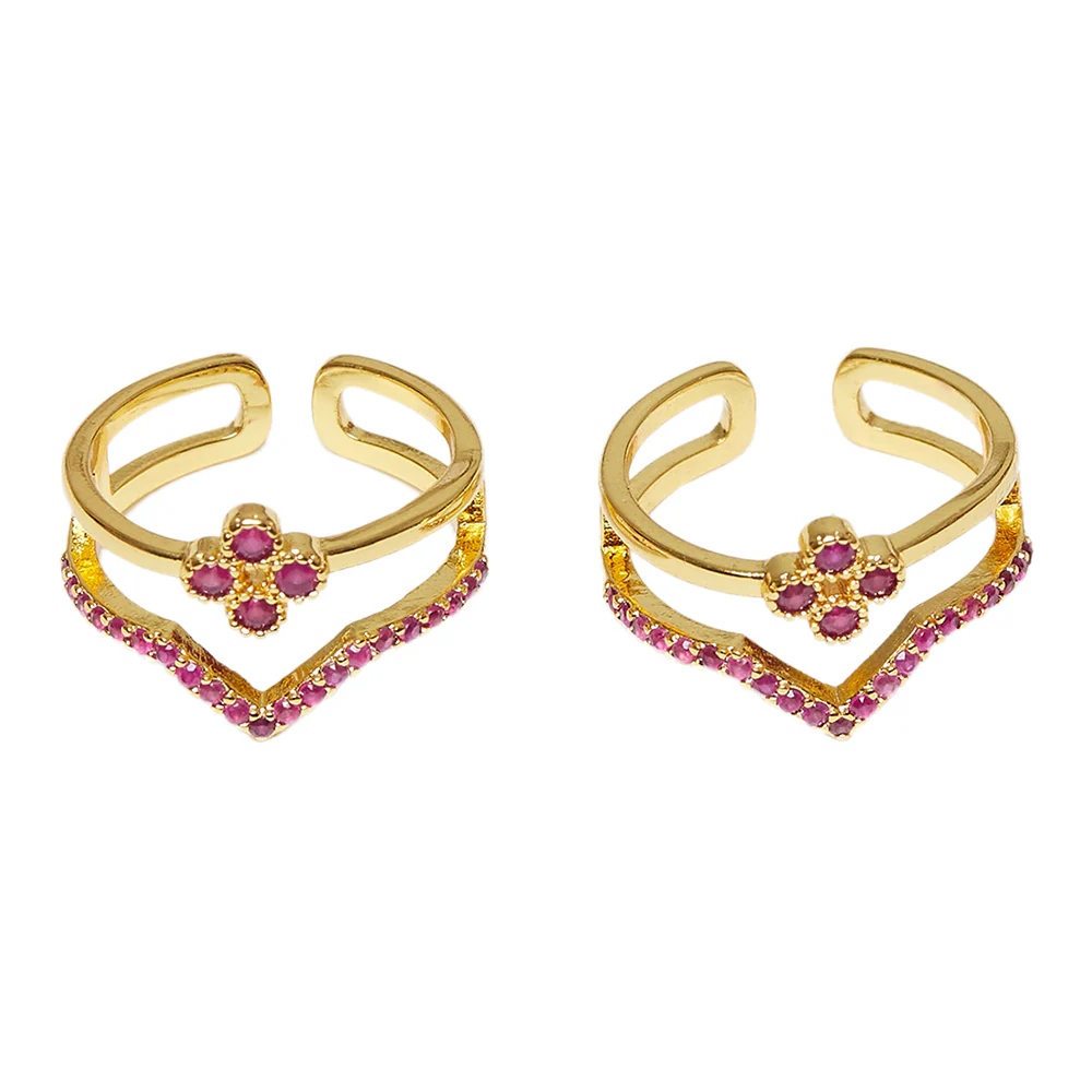 CZ Crown Shaped Gold Toe Rings - Image 3