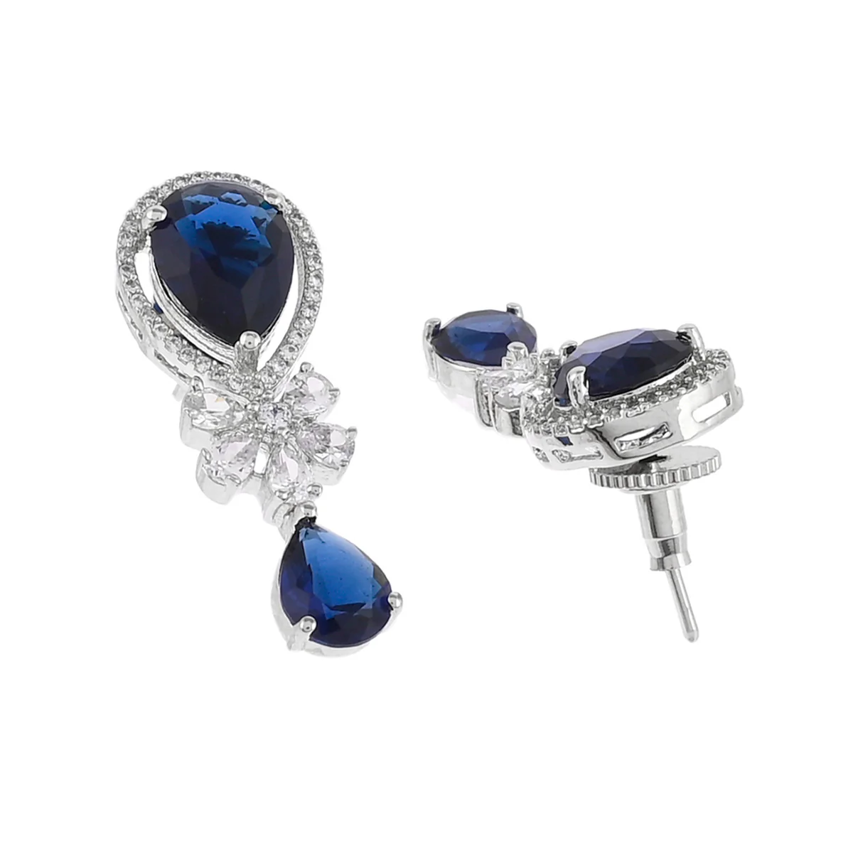 CZ Elegance Blue Teardrop Zircons Jewellery Set - Image 5