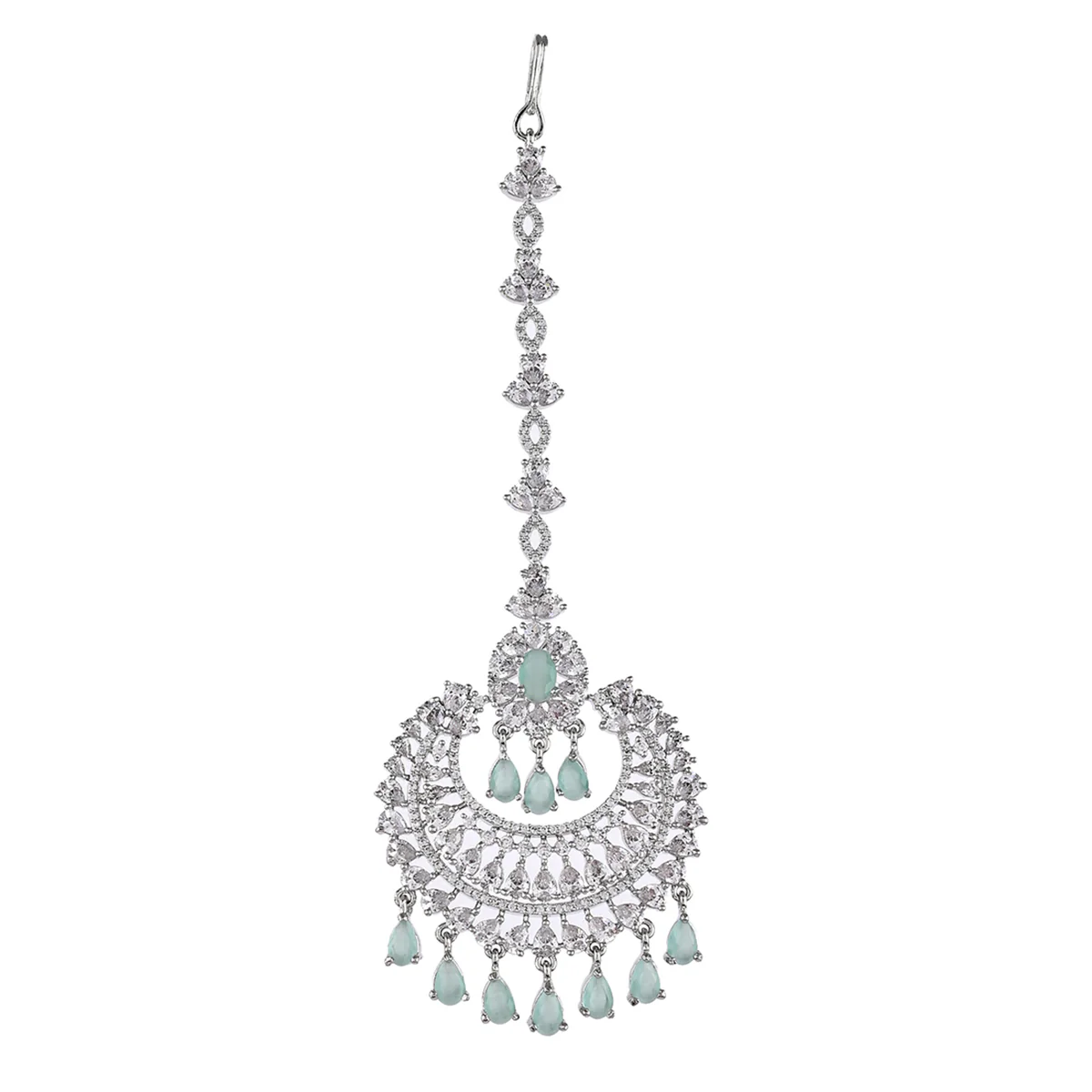 CZ Elegance Cluster Setting Zircons Maang Tika - Image 3