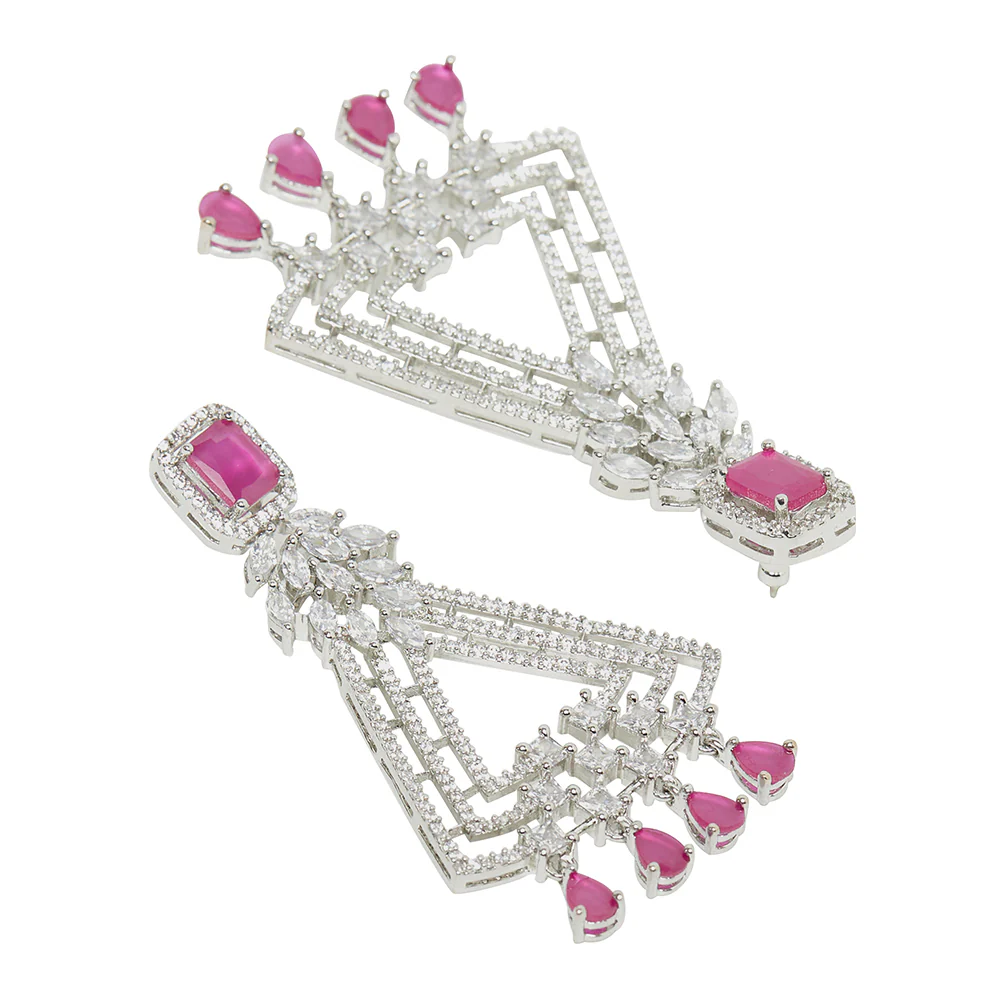 CZ Elegance Cocktail Heavily Embellished Earrings - Image 3