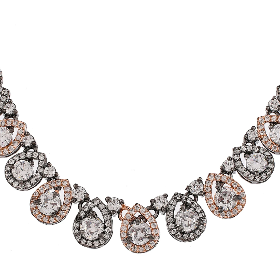 Cz Elegance Dual Tone Line Necklace Set - Image 4