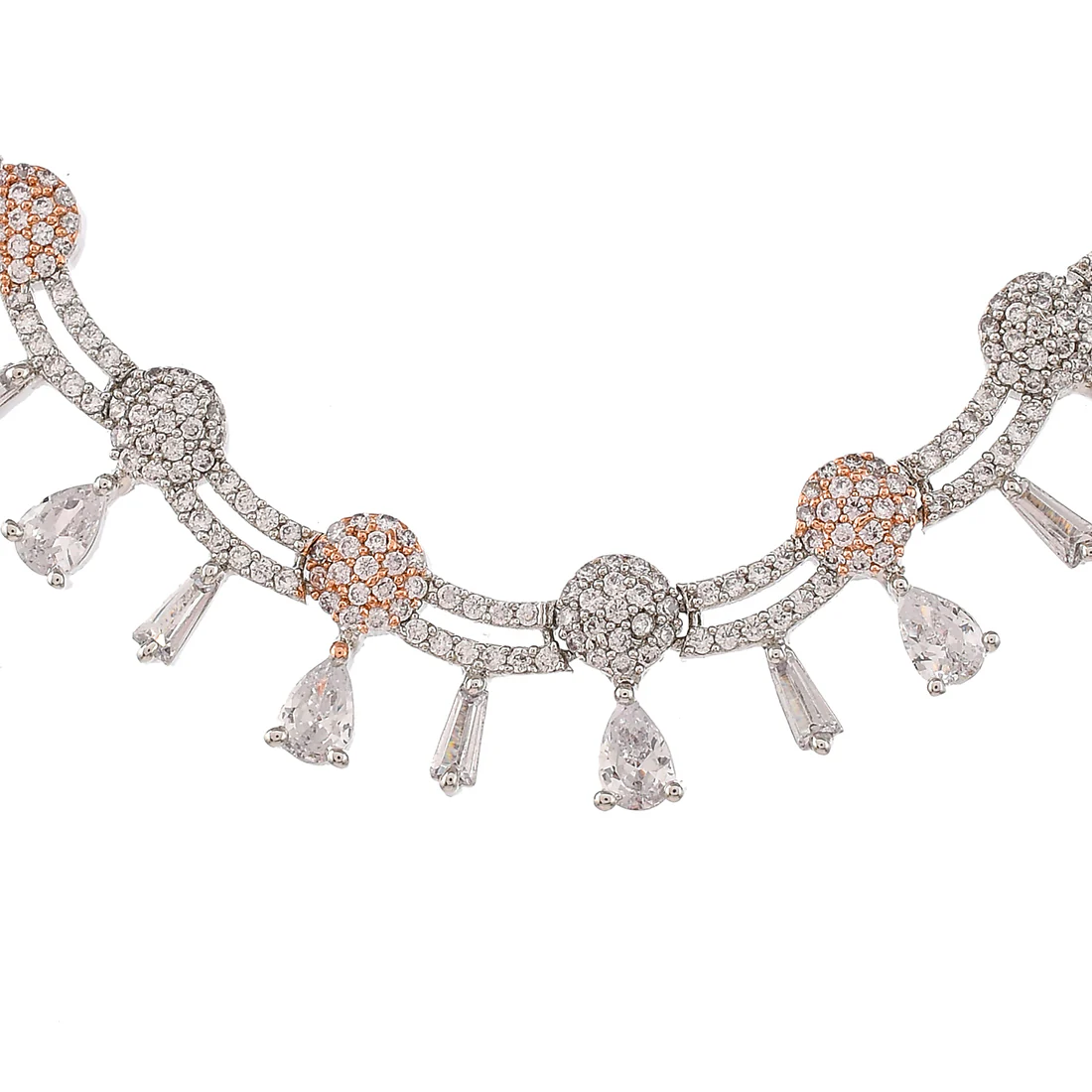 Cz Elegance Dual Tone Teardrop Necklace Set - Image 4