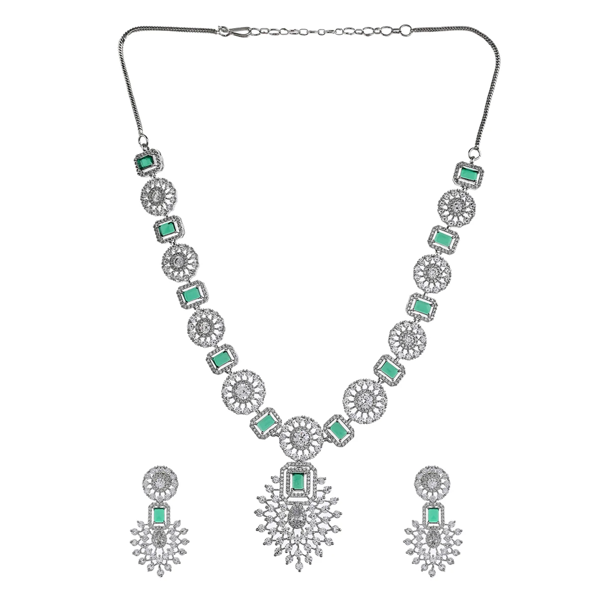 CZ Elegance Emerald Cut CZ Jewellery Set - Image 3