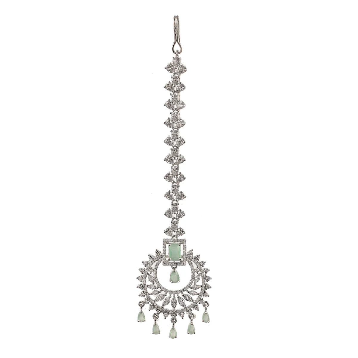 CZ Elegance Emerald Cut CZ Maang Tika - Image 3