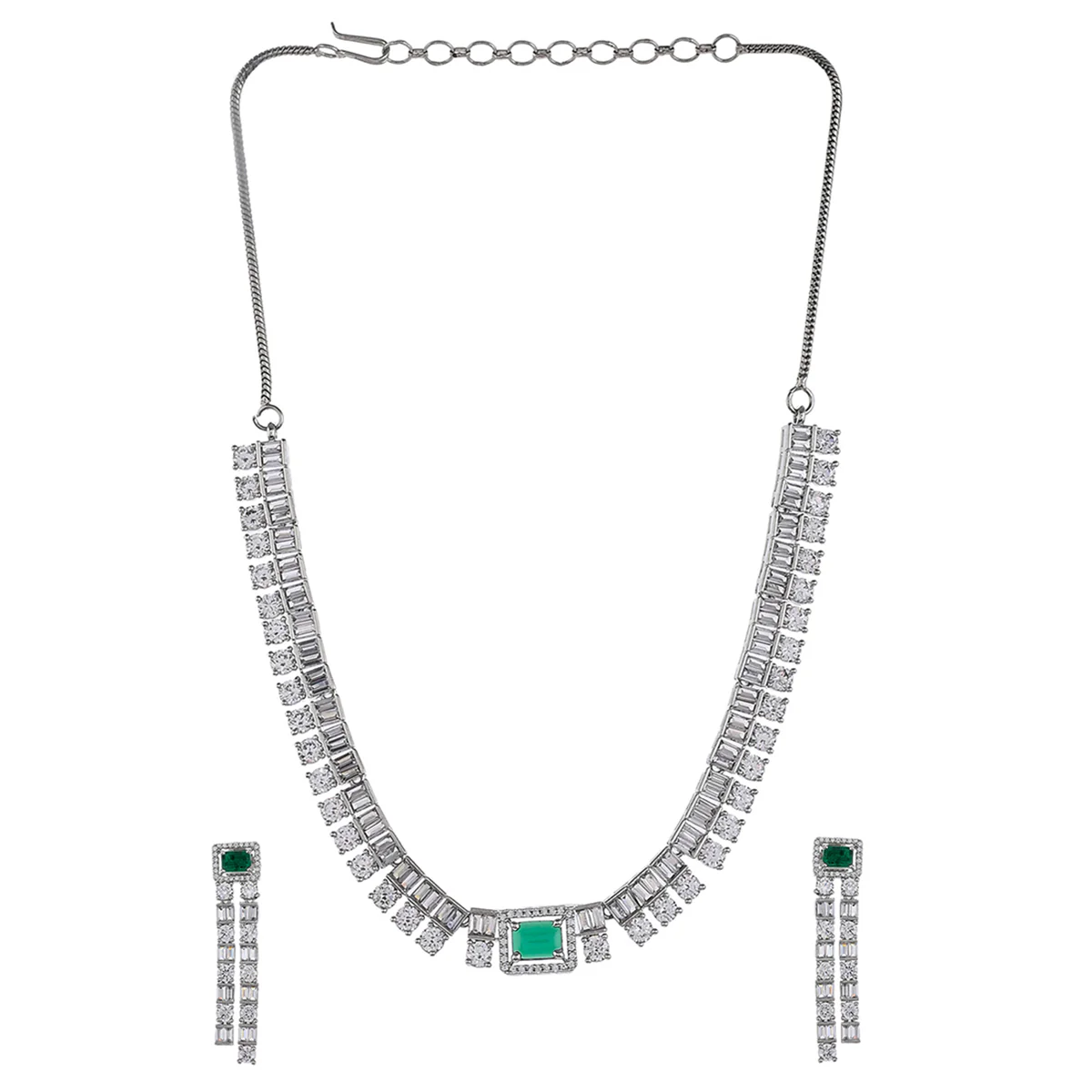 CZ Elegance Emerald Cut Zircons Jewellery Set - Image 3