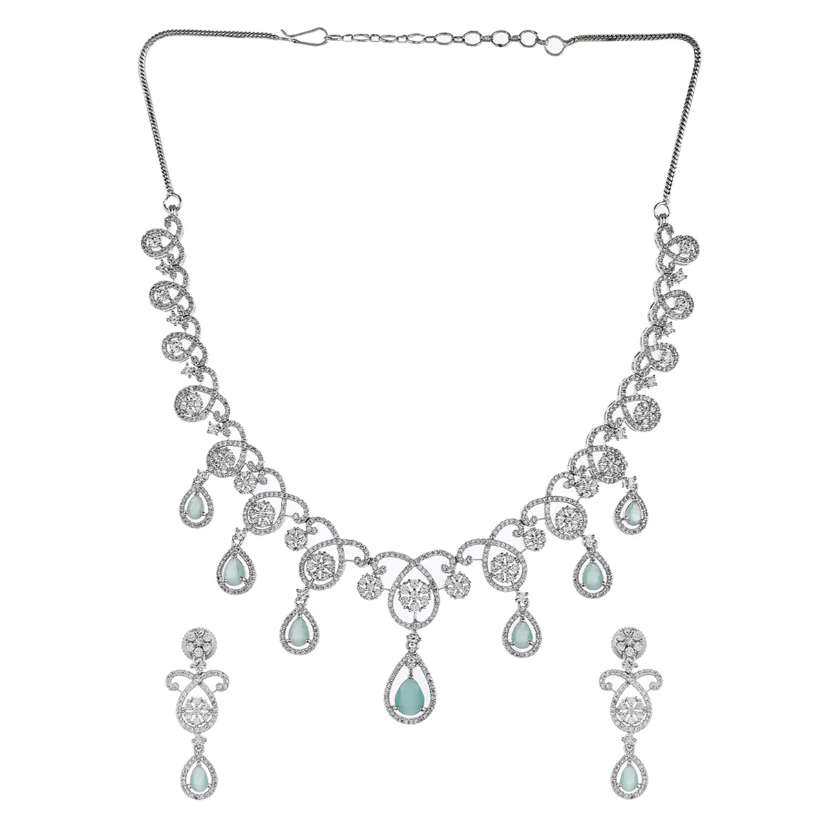 CZ Elegance Floral Jewellery Set - Image 3